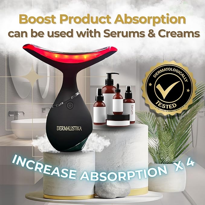 Red-Light-Therapy-for-Face and Neck, Facial Massager Triple Action Portable Beauty Device. LED, Thermal, and Vibration for a Radiant Appearance