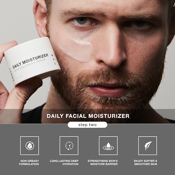 CRVFT 2-Step Men’s Facial Care Kit | Aloe Vera Face Wash 3oz | Hyaluronic Moisturizer 1oz | 2 Piece Complete Daily Face Care Routine | Look + Feel Your Best [Scented]