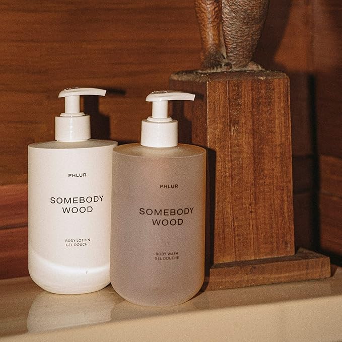 PHLUR Somebody Wood Body Lotion - Moisturizes & Replenishes Dry Skin - Spicy Woody Body Lotion for Women & Men with Bergamot, Lemon, Cedarwood, Sandalwood, Musk & Vanilla (16 Fl Oz)