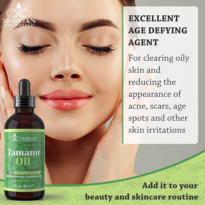 Morgan Cosmetics 100% Pure Tamanu Oil, Cold Pressed, USDA Certified Organic, 2 fl oz