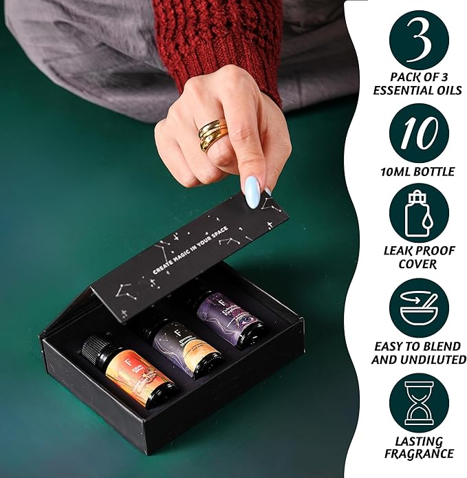 Folkulture Essential Oils for Diffuser Oil | Essential Oils Set of 3 Fragrance Oil Diffuser Oils | Diffuser Oils Scents for Home | Fragrance for Diffuser for Gifts for Mothers - Rose Rouge & Oud Bleu