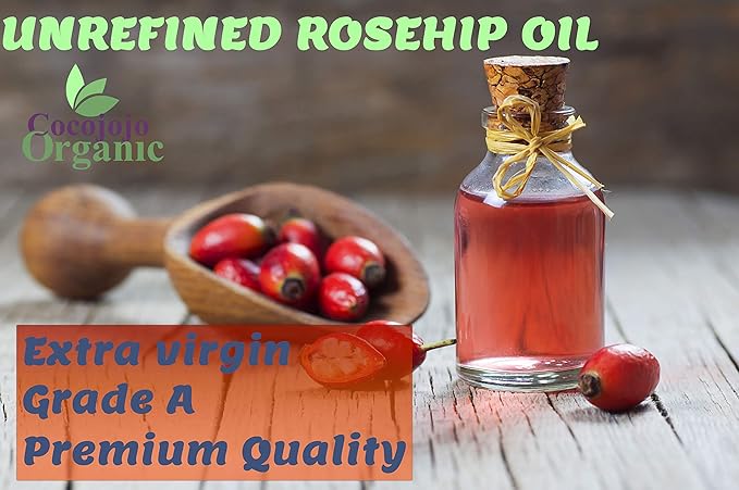 cocojojo Rosehip Oil for Face, Rose Oil for Face, Rose Hip Oil Organic for Face, Organic Rosehip Oil, 100% Pure Unrefined Cold Pressed All Natural for Hair Skin Face Body Nails Jojoba Oil - 8 Oz