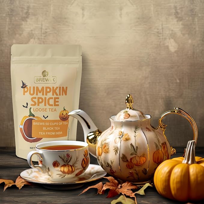 BREWIX Pumpkin Spice Black Tea, Loose Leaf (50+ Cups, 3.53oz/100g) | Fall, Warm & Spicy