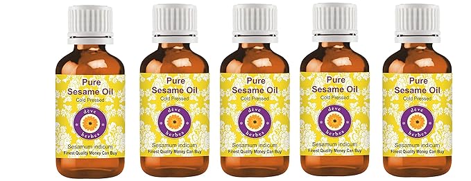 dève herbes Pure Sesame Oil (Sesamum indicum) Cold Pressed (Pack of five) 100ml X 5 (16.9 oz)