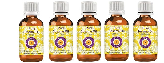 dève herbes Pure Sesame Oil (Sesamum indicum) Cold Pressed (Pack of five) 100ml X 5 (16.9 oz)