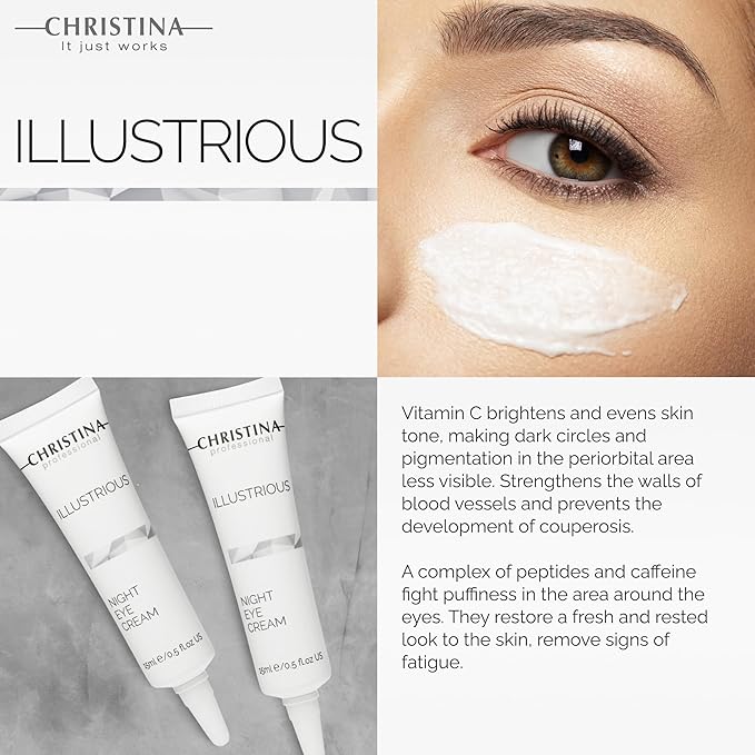 '-CHRISTINA- Illustrious Night Eye Cream with Retinol and Vitamin C | Under Eye Cream Revitalizes, Brightens, Nourishes the Skin | Night Cream for All Skin Types 15ml
