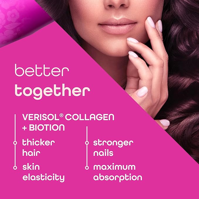 Liquid Collagen Peptides and Biotin, 2500mg Verisol Bioactive Collagen Peptides, 5000mcg Biotin, Hair, Skin, Nail Supplement for Women and Men, Mixed Berry, 90 Servings, 30 fl oz