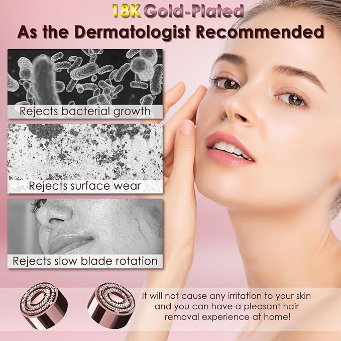 Gurelax Replacement Heads for Flawless Finishing Touch Facial Hair Remover, Gen 3 Replacement Blades for Women, New Version 18K Gold Replacement Blades Refill (2pcs)