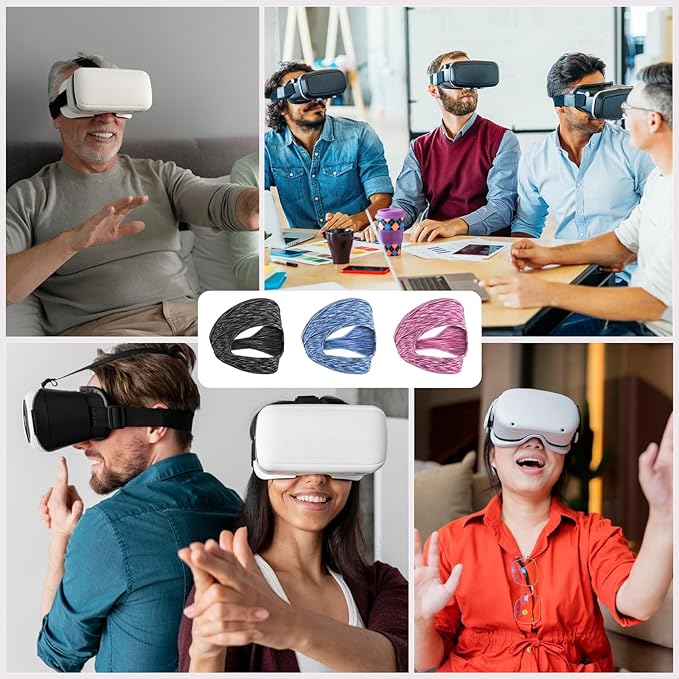 3 Pcs VR Eye Mask Breathable VR Sweat Band Adjustable Sweat Mask Comfortable Eye Face Cover Face Dry Cool VR Face Eyes Mask for Any Head Size Most VR Devices Accessories Workouts