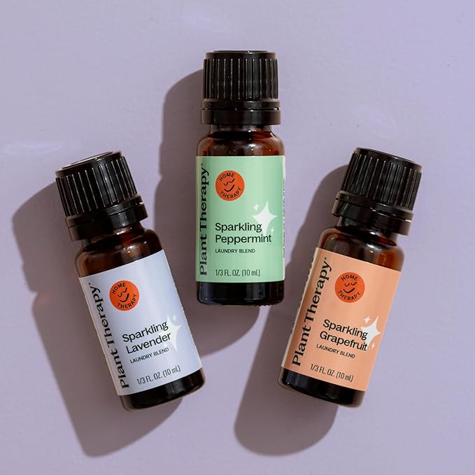 Plant Therapy Sparkling Laundry Essential Oil Blends Set of 3, Peppermint, Grapefruit & Lavender, Pure, Undiluted, Wash Fragrance and Scent Enhancer