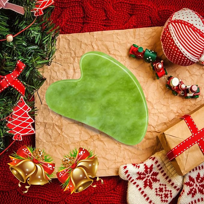 Gua Sha Facial Tools, Natural Anti-Aging Jade Beauty Skin-Care Tool, GuaSha to Rejuvenate Facial Skin Cooling, Slimming & Firming, Great as Stocking Stuffers