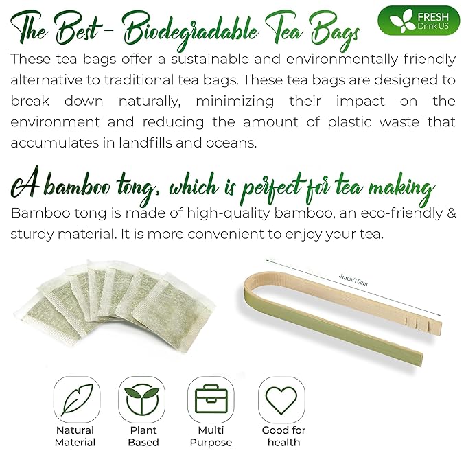 FreshDrinkUS, Premium 40 Jasmine Green Tea Bags, 100% Natural & Pure from Jasmine Green Tea. Jasmine Green Herbal Tea. Made with Natural Material Tea Bags. No Sugar, No Gluten, Vegan.