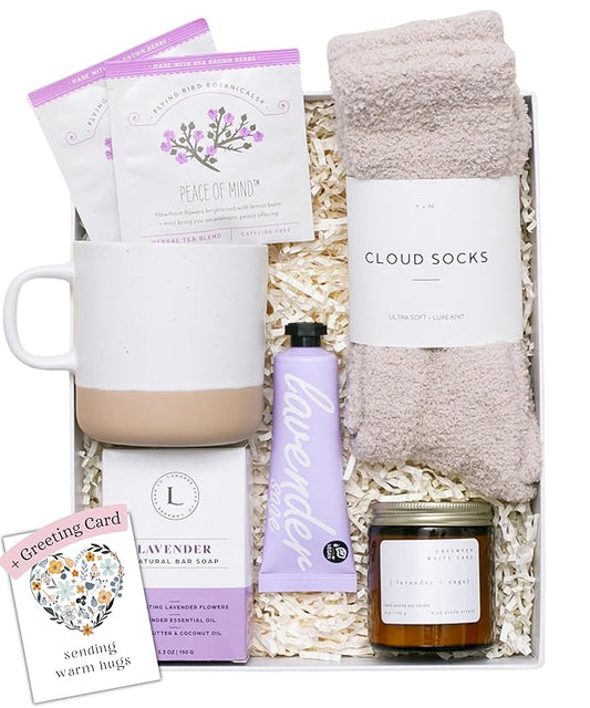 Unboxme Lavender Spa Gift Set - Relaxation Gifts for Women with Candle & Bath Bombs - Perfect Self-Care Gift for Women, Birthdays, Christmas, Get Well Soon, or Valentine's Day