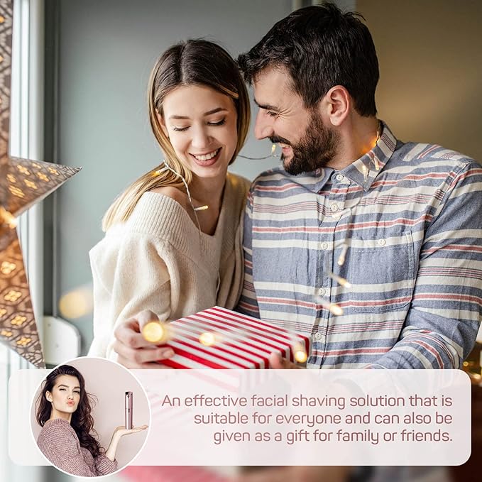 Facial Hair Removal for Women, Electric Painless Rechargeable Facial Hair Remover for Face, Lip, Chin with 2 x Replacement Heads