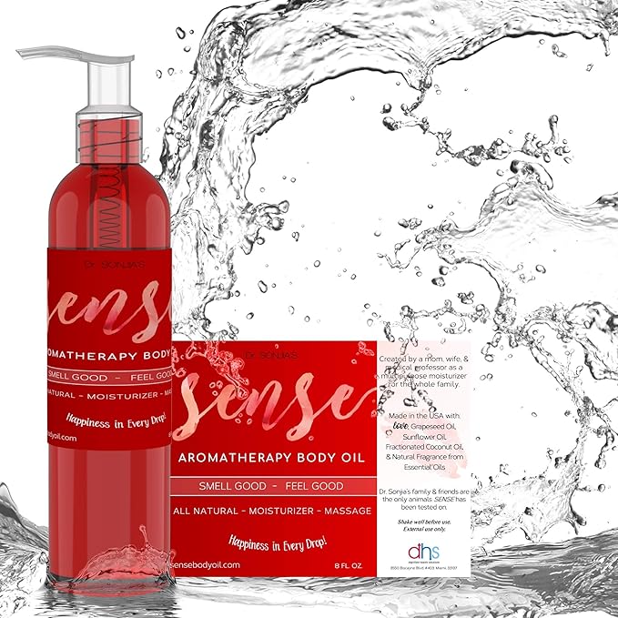 Sense Relaxing Organic Body Oil | Every Day Use Massage Oil, Aroma Therapy, Natural Skin Moisturizer |100% Hypoallergenic | Made in The USA