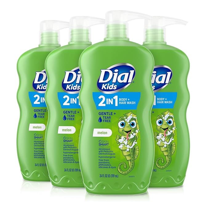 Dial Kids 2-in-1 Body+Hair Wash, Melon Scent, 24 fl oz (Pack of 4)