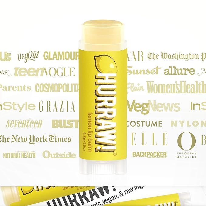 Hurraw! Lemon Lip Balm, 2 Pack: Organic, Certified Vegan, Cruelty and Gluten Free. Non-GMO, 100% Natural Ingredients. Bee, Shea, Soy and Palm Free. Made in USA