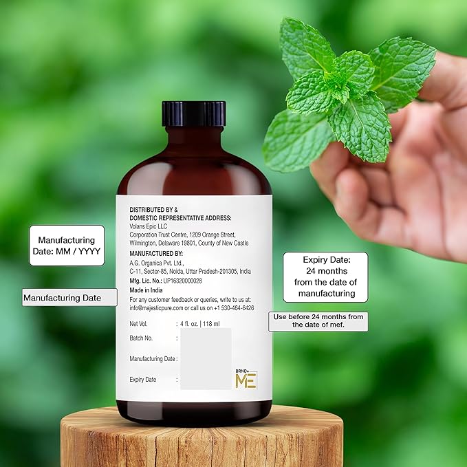 MAJESTIC PURE Peppermint Essential Oil with Glass Dropper | 100% Pure and Natural Peppermint Oil | Premium Grade Essential Oils for Diffusers, Skin, Aromatherapy, Massage | 4 Fl Oz