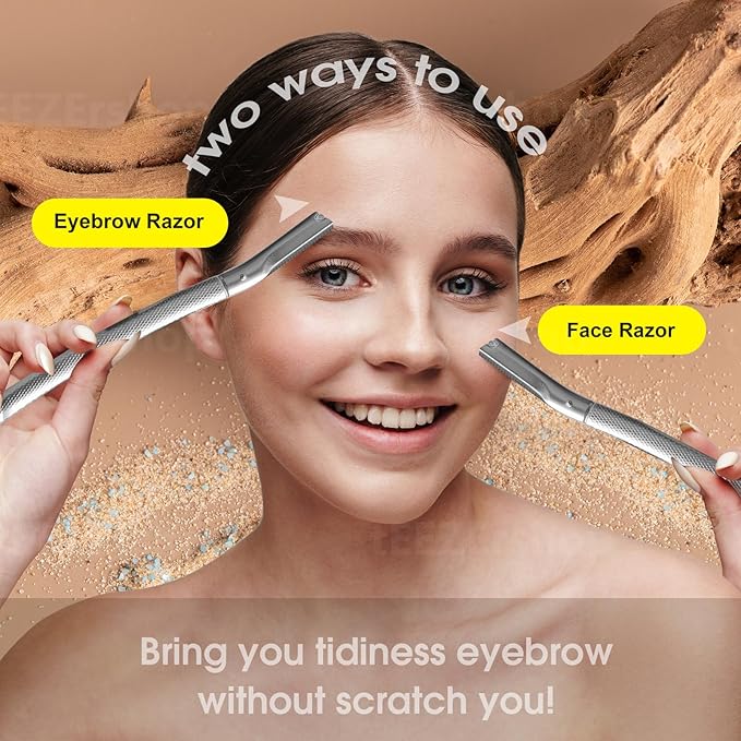 Dermaplane Razor for Women Face with 20PCS Blades,Professional Facial Razors for Peach Fuzz and Eyebrow Hair Removal,Stainless Steel Multipurpose Face Shavers with Gift Box