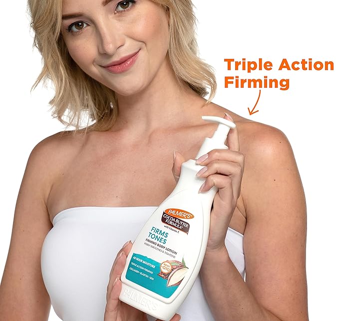 Palmer's Cocoa Butter Formula Skin Firming Body Lotion, Toning & Tightening Cream with Q10, Collagen & Elastin, Pump Bottle, 13.5 Oz. (Pack of 2)