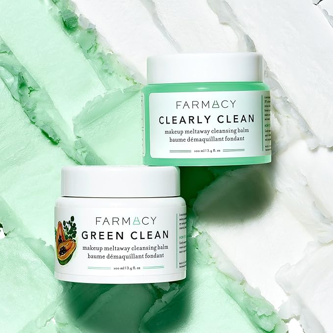 Farmacy Makeup Remover Cleansing Balm - Clearly Clean Sensitive Skin Makeup Remover + Oil Based Cleanser - Gentle Exfoliating Double Cleanser - Melts From Balm to Milky Lather - Fragrance Free (100ml)