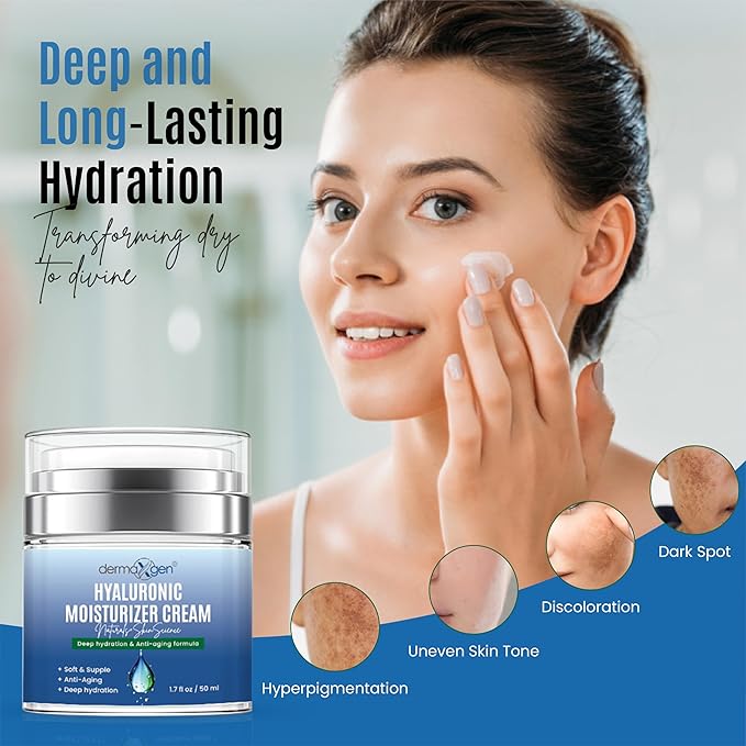 Hydrating Booster Antiaging Moisturizer Cream, with Hyaluronic Acid, Improves Skin suppleness, Wrinkles, Elasticity and Balance Moisture Day & Night for All Skin Types