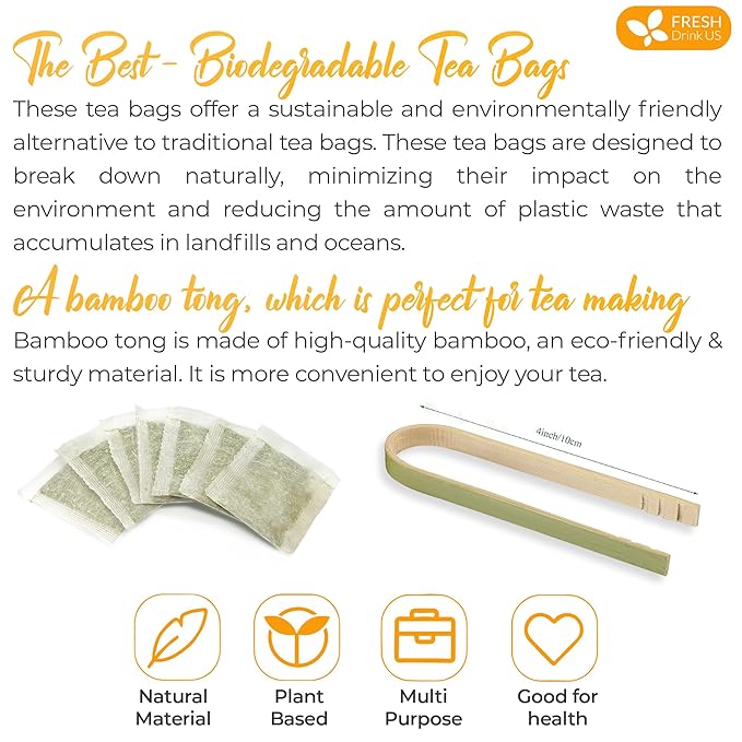 FreshDrinkUS, Premium 40 Tea Bags Corn Silk Tea, 100% Natural & Pure from Corn Silk. Corn Silk Herbal Tea. Clean Ingredients. Made with Natural Material Tea Bags. No Sugar, No Caffeine, Vegan. (40 Tea bags Corn Silk)