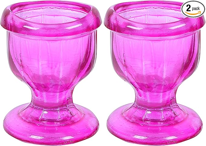 Glass Eye Wash Cup with Engineering Design to Fit Eyes for Effective Eye Cleansing - Eye Shaped Rim, Snug Fit Set of 2 (Pink)