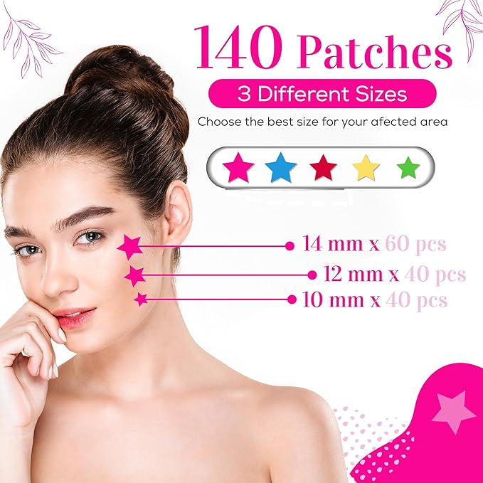 My Beauty Spot Pimple Patches - Cute Acne Patches for Face (140 Patches) with Hydrocolloid, Tea Tree Extract & Salicylic Acid, Colorful Fun Designs - Pimple Patches for Face Acne Spot Treatment