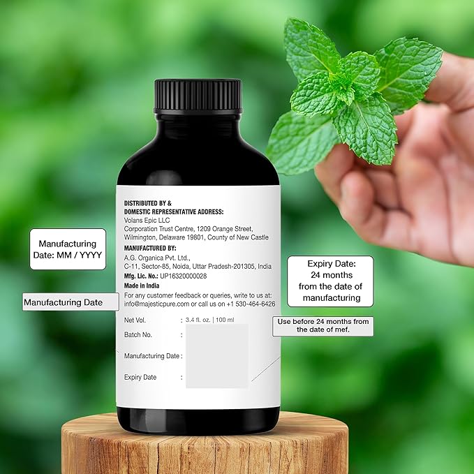 MAJESTIC PURE Peppermint Essential Oil | 100% Pure and Natural | Premium Grade Essential Oils for Hair Care, Home Diffusers, Skin, Aromatherapy, Massage and Humidifiers | 3.4 Fl Oz
