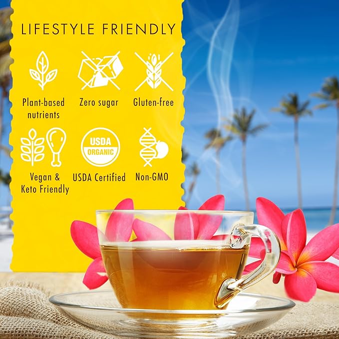 Hawaiian Natural Pineapple Strawberry Flavored Organic Tea - Tropical Fruit Green And White Tea, Perfect Daily Cup & Gift - 20 Bags