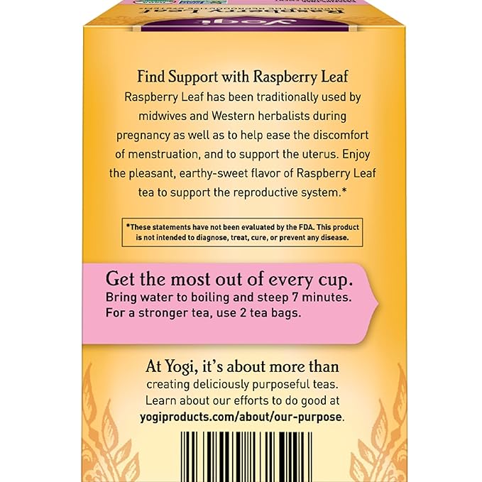 Yogi Raspberry Leaf Tea - Organic Raspberry Leaf Tea Supports Reproductive Health - Organic Tea Bags - Caffeine Free - 16 Tea Bags Per Pack (6 Packs)