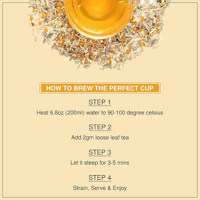 BREWIX, Turmeric Surprise Herbal Tea (75+ Cups, 5.29oz/150g), Caffeine Free Blend Of Turmeric, Black Pepper, Cinnamon, Ginger, Cardamom, Lemongrass