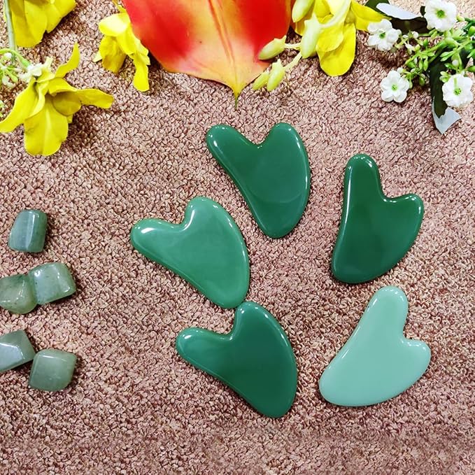 Large Gua Sha Heart Natural Jade Stone for Face to Lift, Decrease Puffiness and Tighten