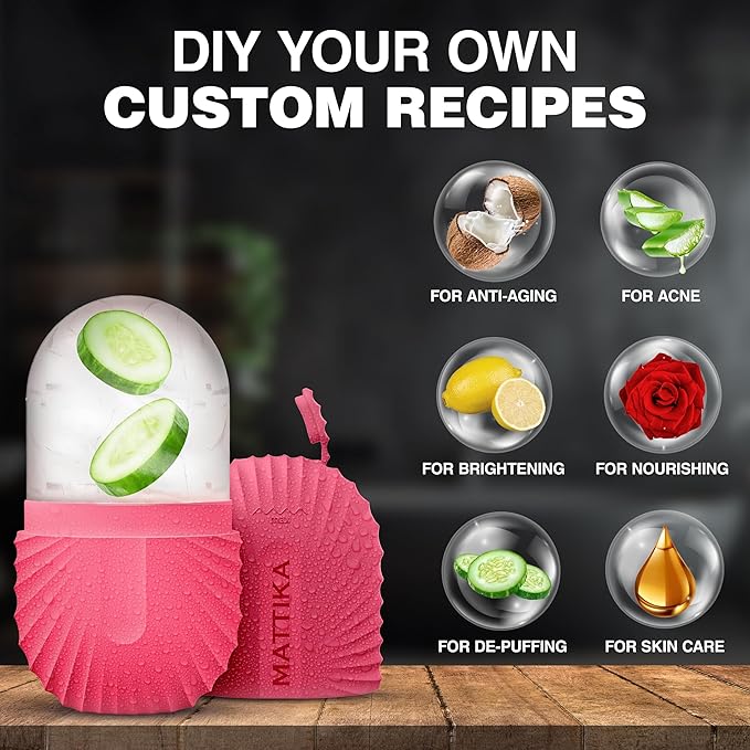 Ice Roller for Face and Eye Glow Naturally and Skincare, Ice Face Roller, Ice Facial Cube, Gua Sha Face Massage, Ice Roller Face for Beauty and Skin Care Gift for Men & Women Face Ice Roller (Pink)