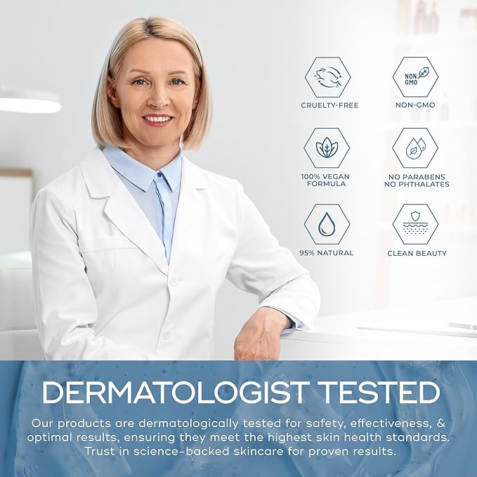 Hyaluronic Acid & Collagen Face Serum - Anti-Aging, Hydrating, Fine Lines, Wrinkles & Acne Scar Treatment - Dermatologist Tested Korean Skincare - Clean Beauty, Cruelty-Free - 1.69 oz