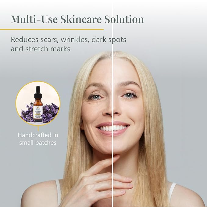 Health Priority Naturals Organic Vitamin E Oil for Skin - 0.5 Fl oz Vitamin E Serum with Jojoba and Avocado Oil - 15000 IU Unscented, Handcrafted for Face and Hair, Non-GMO and No Gluten