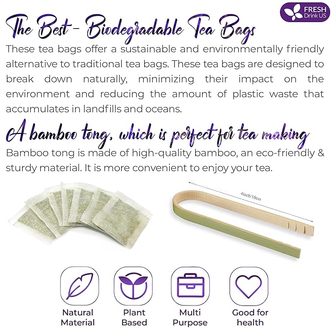 FreshDrinkUS, Premium 135 Tea Bags Lavender Mint Tea, 100% Natural, Blend of Lavender, Peppermint, Sage and Licorice. Made with Natural Material Tea Bags. No Sugar, No Caffeine, Vegan.