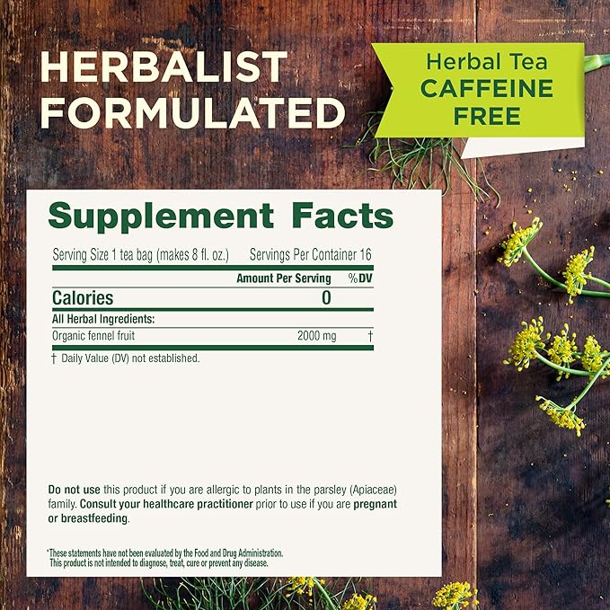 Traditional Medicinals Tea, Organic Fennel, Promotes Healthy Digestion, 16 Tea Bags