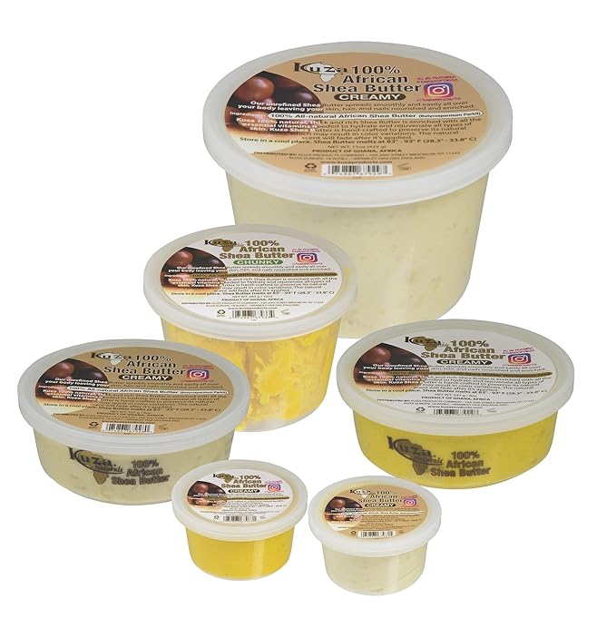 Kuza 100% Pure African Shea Butter with Borututu, White Creamy - 15oz. - Moisturizer for Hair, Skin & Nails