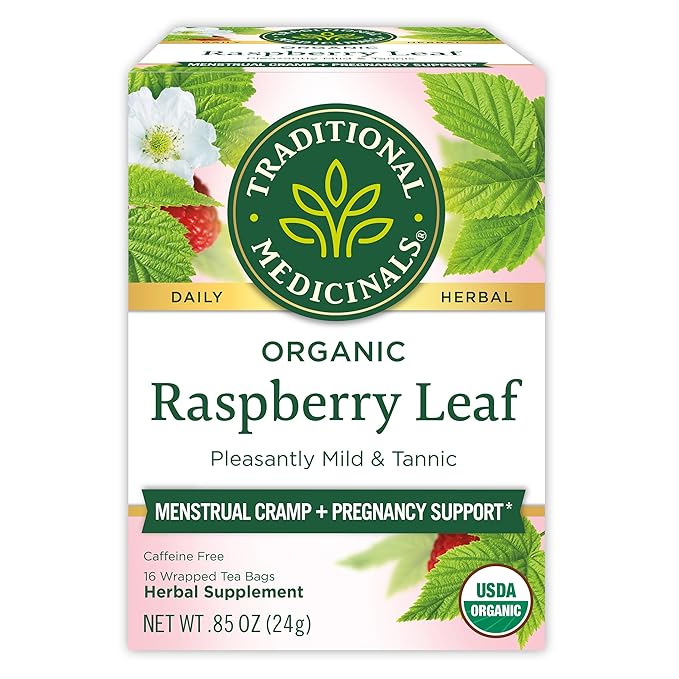 Traditional Medicinals Tea, Organic Raspberry Leaf, Eases Menstrual Cramps, Supports a Healthy Pregnancy, 16 Tea Bags