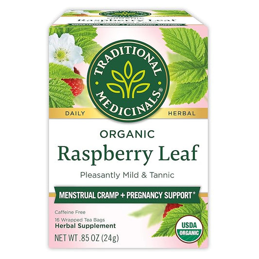 Traditional Medicinals Tea, Organic Raspberry Leaf, Eases Menstrual Cramps, Supports a Healthy Pregnancy, 16 Tea Bags