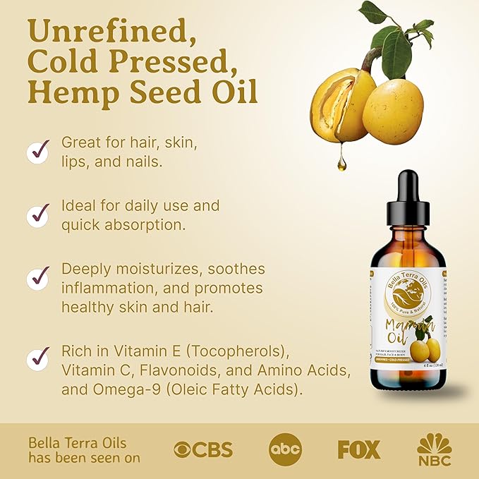 Bella Terra Oils - Marula Face Oil 4oz - The Touch of Nature's Purest, Packed with Vitamin B & Vitamin A, A Glow-Boosting Sensation