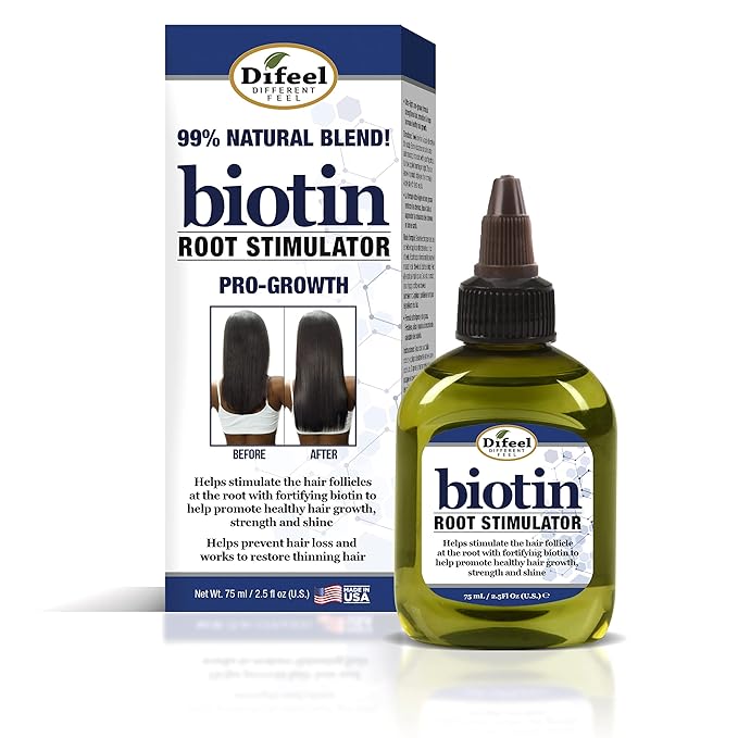 Difeel Biotin 3-PC Hair Growth Treatment Powerpack - Includes 12oz Hair Mask, 6oz Leave in Conditioning Spray & 2.5oz Root Stimulator