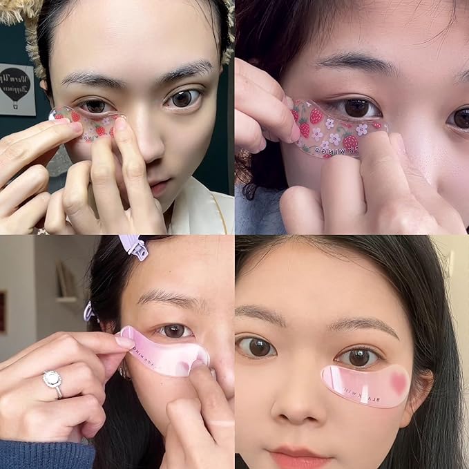 Black Wings 6 Pairs Silicone Eye Patches with Self-Adhesive Design - Cute Bear & Rabbit Inspired Eye Care Patches (cherry blossom 6 pairs)