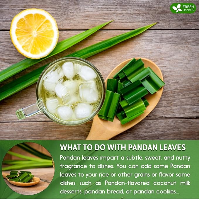 FreshDrinkUS, Premium 2oz Natural Pandan Leaves Dried, 100% Pure Dried Pandan Leaves, Pandan Leaf Tea, No Additives, No Caffeine, Vegan (2 oz Dried Leaves)