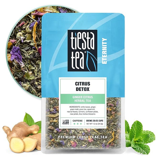 Tiesta Tea - Ginger Citrus Herbal | Loose Leaf | Lemon Ginger Tea with Mint and Chamomile | Herbal Bags Alternative | Hot or Iced | Caffeine-Free | Resealable Pouch | Brews 25 Cups - 1.2 Ounce