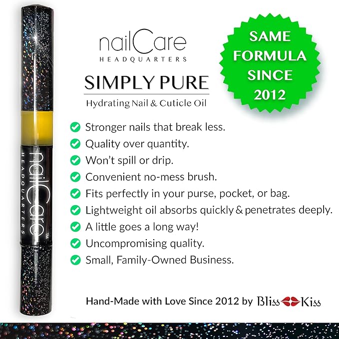 Cuticle Oil Pen for Nails - Nail Strengthener & Growth Oil and Serum for Damaged Nails, Hangnails w/Jojoba cuticle oil—Natural Fragrance - Holographic Glitter Pens 4-Pack