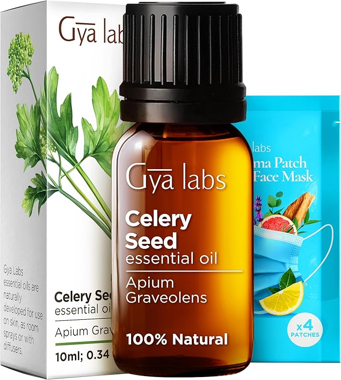 Gya Labs Celery Seed Essential Oil for Diffuser - 0.34 Fl Oz - 100% Pure Natural Celery Seed Oil for Skin & Face, Massage, Candle Making Scent DIY