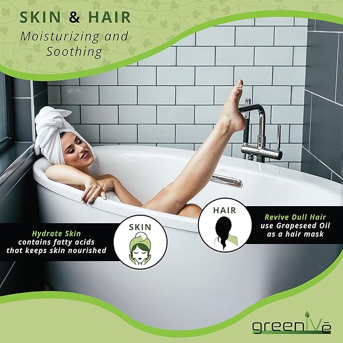 GreenIVe Grapeseed Oil Organically Grown 100% Pure Cold Pressed Light Flavor High Tempurature Cooking 16oz